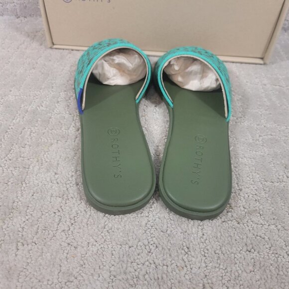 Rothy's The Slide Aqua Camo Spot Slip On Flats Sandals Women's Size US 7, 9, 10 - Picture 7 of 10